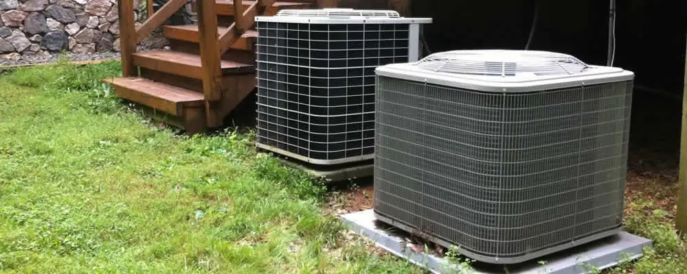 Heat pump installation and service units outside a home in Detroit, MI